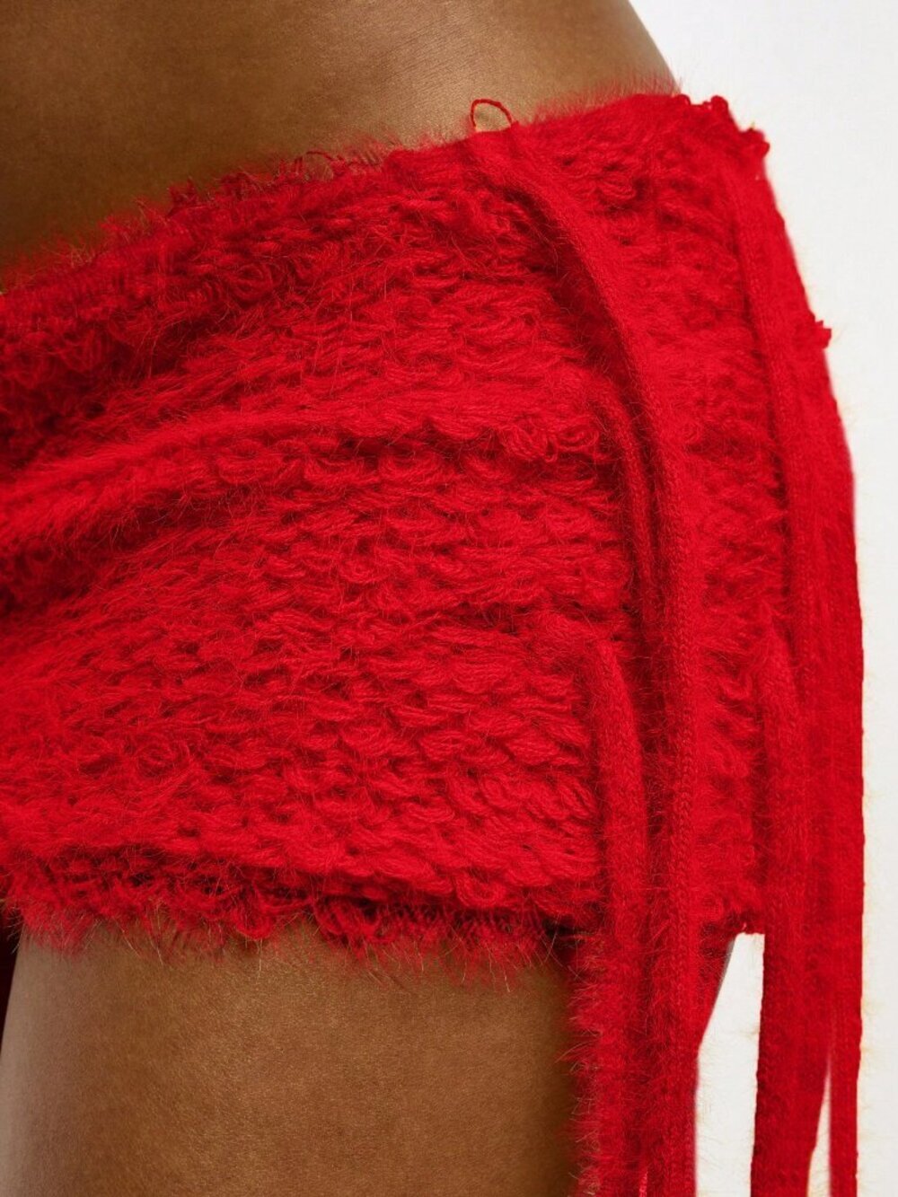 Red Sexy Women's Fringe Textured Tassel Mini Skirt - Picture 7 of 7